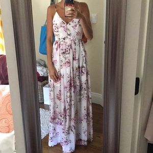 Floral maxi dress open back